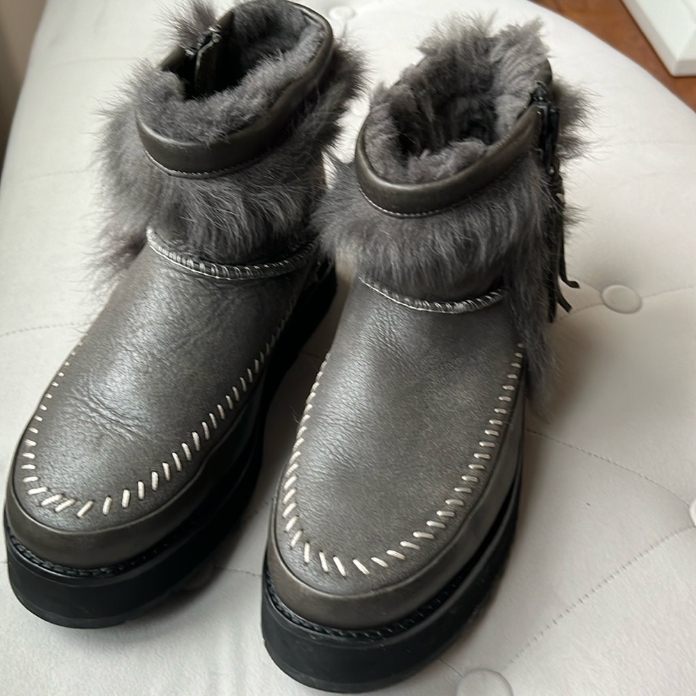 Authentic UGG Platform Leather Ankle Boots